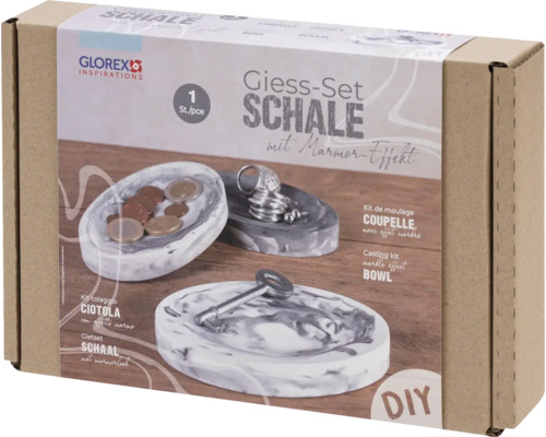 Giess-Set Schale mit Marmor-Effekt in einer Verpackung