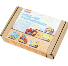Glorex Gieß-Set Baufahrzeuge in einer braunen Pappschachtel