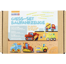 Glorex Gieß-Set Baufahrzeuge, ein Bastelset zum Gießen von Baufahrzeugen mit Magnet