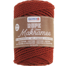 Glorex Makramee Garn Rope, 3 mm, 250 g, 63 m, aus Baumwolle, Viskose und Polyester