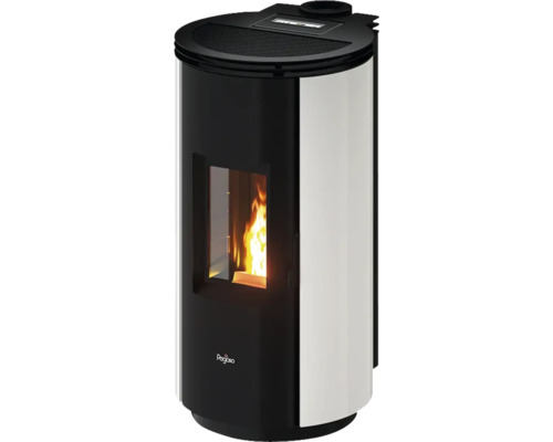 Pelletofen mit Flamme hinter Sichtfenster