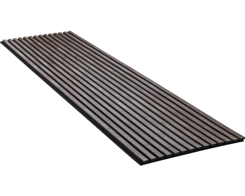 Akustikpaneel Eiche dunkel Kunststoff PET bedruckt 2600 x 565 x 19 mm Holzpaneel mit schmalen Holzleisten