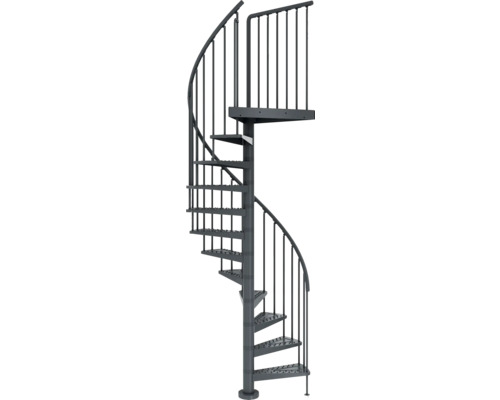 Wendeltreppe aus Stahl mit Geländer
