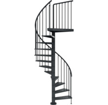Spindeltreppe aus Metall mit Geländer