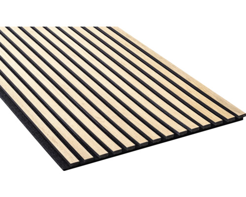 Akustikpaneel Eiche hell Kunststoff PET bedruckt 2600 x 565 x 19 mm Akustikplatte mit Holzlatten für Wand- und Deckenverkleidung