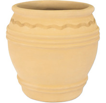 Beiger Terrakotta Blumentopf mit gewelltem Dekor