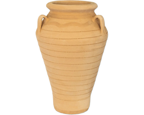 Pflanztopf Pithos Terrakotta Ø 60 cm H 85 cm terracotta Dekorative Terrakotta Amphore mit Henkeln und horizontalen Mustern