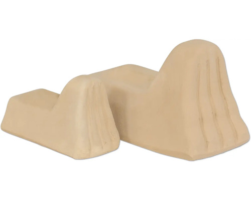 Tonfüße Terrakotta 19 x 13 cm terracotta Zwei hellbraune Stufenpodeste aus Holz