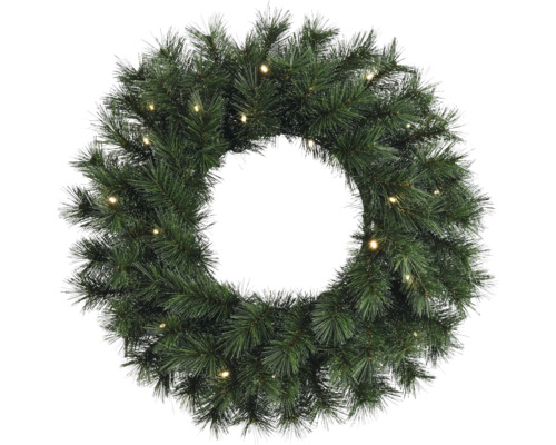 Weihnachtlicher Türkranz mit Beleuchtung