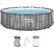 Bestway Steel Pro Max Frame Pool Set mit Leiter, Filterpumpe und Filterkartusche