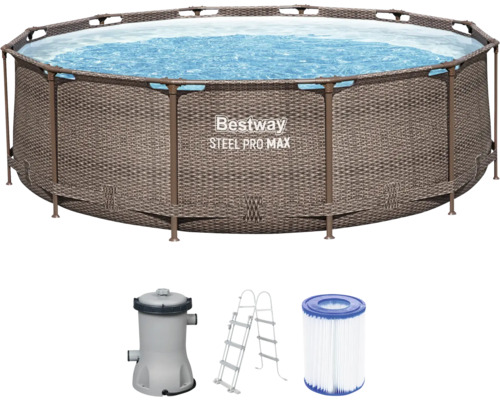 Bestway Steel Pro Max Frame Pool Set mit Filterpumpe, Leiter und Filterkartusche