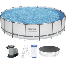 Bestway Steel Pro Max Frame Pool Set mit Filterpumpe, Leiter und Abdeckung