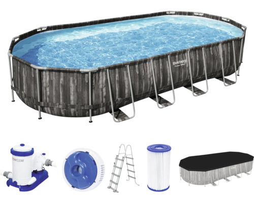Bestway Framepool-Set mit Filterpumpe, Leiter und Abdeckung