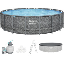 Bestway APX365 Frame Pool Set mit Sandfilterpumpe, Poolleiter, Poolabdeckung und Chemikalienspender