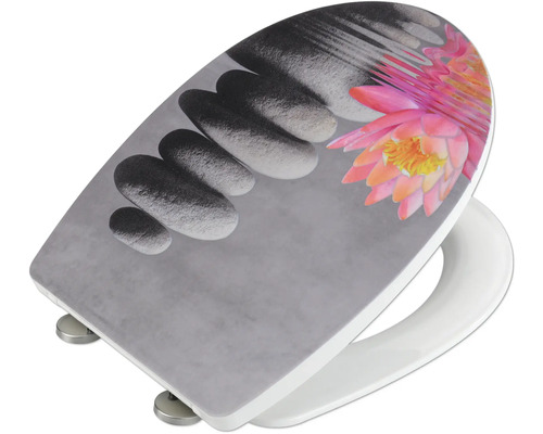 WC-Sitz mit Stein- und Blütenmuster