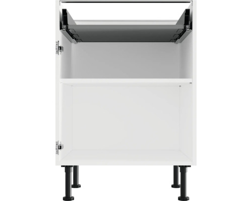 Weißer Küchenunterschrank mit Auszug und Füßen