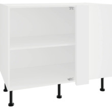 Weißer Unterschrank mit offener Tür und Einlegeböden