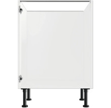 Weißer Waschbeckenunterschrank mit schwarzen Füßen