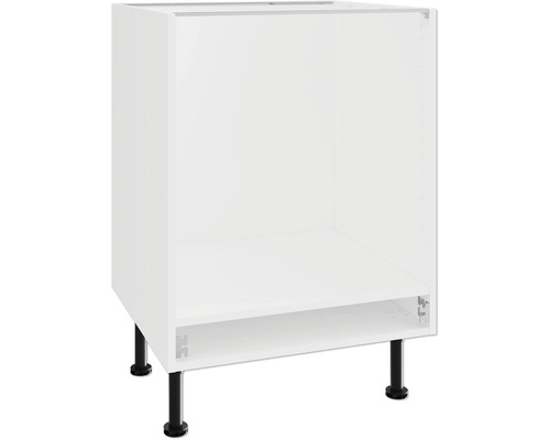 Weißer Küchenunterschrank mit schwarzen Füßen