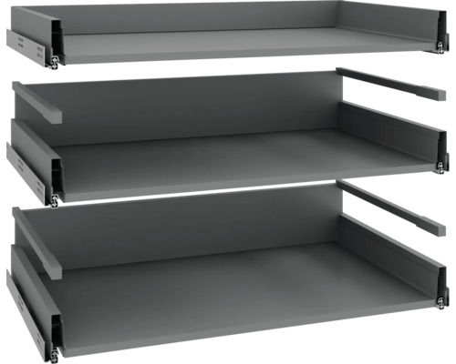 Drei Schubladen mit Führungsschienen für Möbel