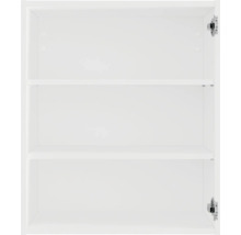 Innenseite eines weißen Hängeschranks mit zwei Regalböden