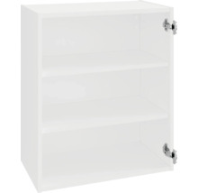 Offener weißer Hängeschrank mit drei Regalböden