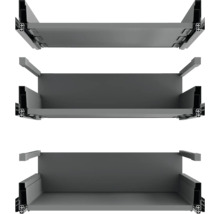 Drei Schubladenelemente aus Metall zur Aufbewahrung