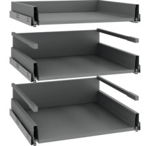 Drei Schubladenelemente für Schränke mit unterschiedlichen Höhen