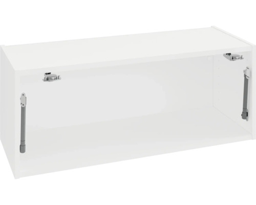 Weißer Hängeschrank ohne Tür mit Gasdruckfeder