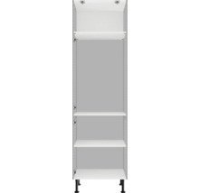 Weißer Hängeschrank mit Regalbrettern und schwarzen Füßen zur Wandmontage