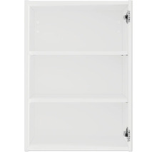 Innenansicht eines weißen Badezimmerschranks mit zwei Einlegeböden