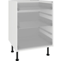 Küchenunterschrank mit drei Fächern und schwarzen Füßen