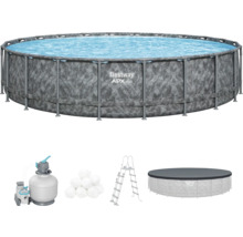 Bestway Frame Pool Set mit Sandfilteranlage, Sicherheitsleiter, Poolabdeckung und Filterbällen