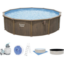 Bestway Hydrium Pool-Set mit Pool, Leiter, Sandfilteranlage, Skimmer, Bodenschutz und Poolabdeckung