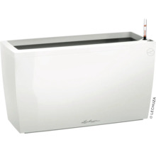 Rechteckiger, weißer Pflanzkasten mit Wasserstandsanzeiger