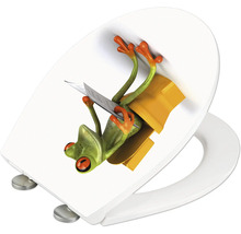 Toilettensitz mit Frosch-Motiv und Messer