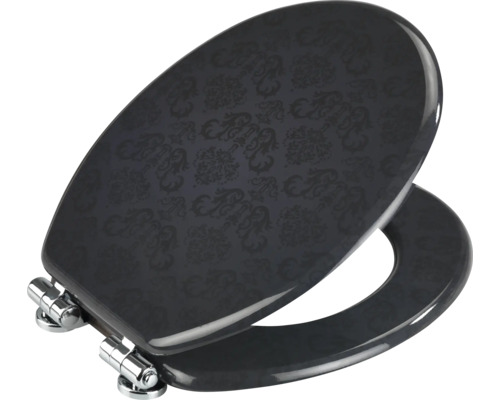Toilettensitz mit Muster und Chrombeschlägen