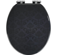 Toilettensitz mit Ornamentmuster und Chrombeschlägen