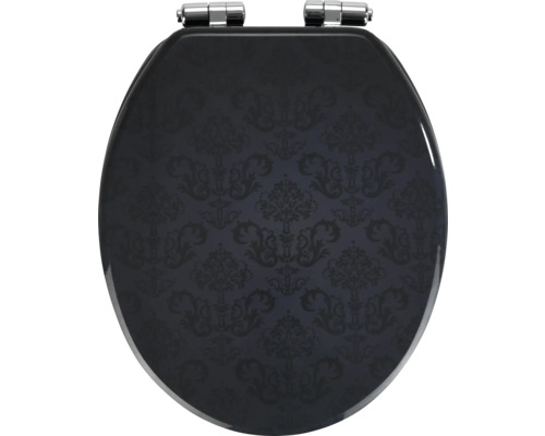 Toilettensitz mit Ornamentmuster und Chrombeschlägen