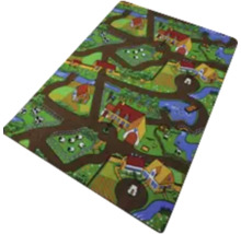 Spielteppich mit Bauernhofmotiv und Straßenmuster