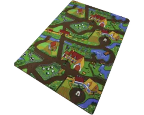 Spielteppich mit Bauernhofmotiv und Straßenmuster