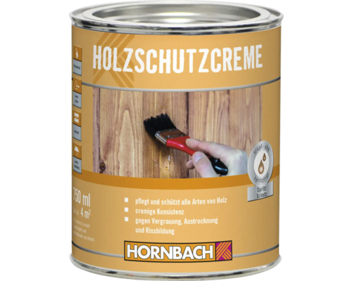 HORNBACH Holzschutzcreme farblos 750 ml Dose Holzschutzcreme mit Pinsel und Holzschutz