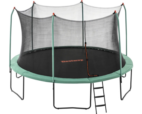Trampolin mit Sicherheitsnetz und Leiter