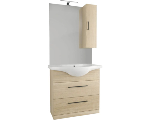 Badmöbel-Set Form & Style Lanai 87x190x50 cm eiche Waschtisch mit Spiegel, Waschbecken und Unterschrank