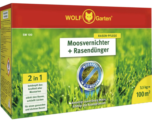 Moosvernichter + Rasendünger WOLF-Garten, 3,5 kg / 100 m² Reg.Nr. 3608-908 Wolf Garten Moosvernichter plus Rasendünger für 100 Quadratmeter