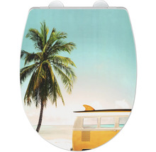Toilettendeckel mit Palmen- und Strandmotiv