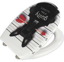 WC-Sitz mit Hundemotiv und Pfeil