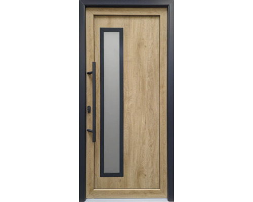 Haustür Signum Exklusiv Mod. 54 turner oak 1080x2080 mm DIN Links Haustür mit Glaseinsatz und Holzoptik