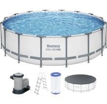 Bestway Stahlrahmenpool Set mit Filterpumpe, Leiter, Filterkartusche und Abdeckplane