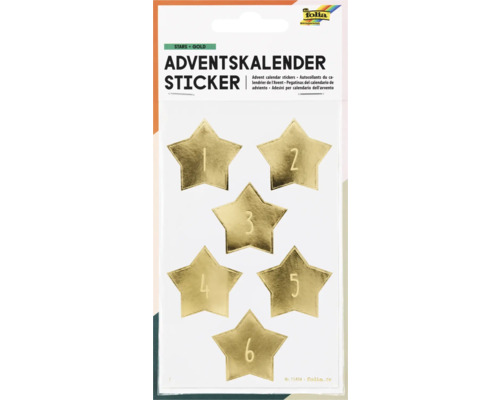 Adventskalender Aufkleber Sterne Gold